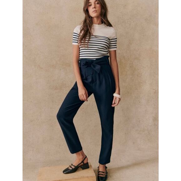 NWT SÉZANE Austin Trousers Navy High Waisted Pants Size 6 - Picture 1 of 16